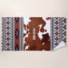 Rustikal Bohemisch South Western Cowhide Strandtuch