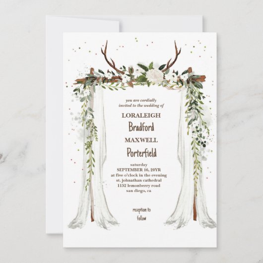 rustikal-böhmisch | Boho Canopy Wedding Einladung (Vorderseite)