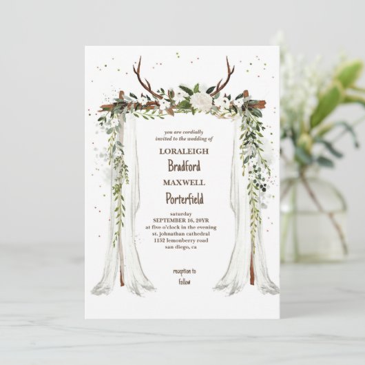 rustikal-böhmisch | Boho Canopy Wedding Einladung (Stehend Vorderseite)