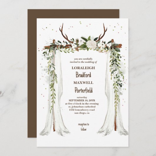 rustikal-böhmisch | Boho Canopy Wedding Einladung (Vorne/Hinten)
