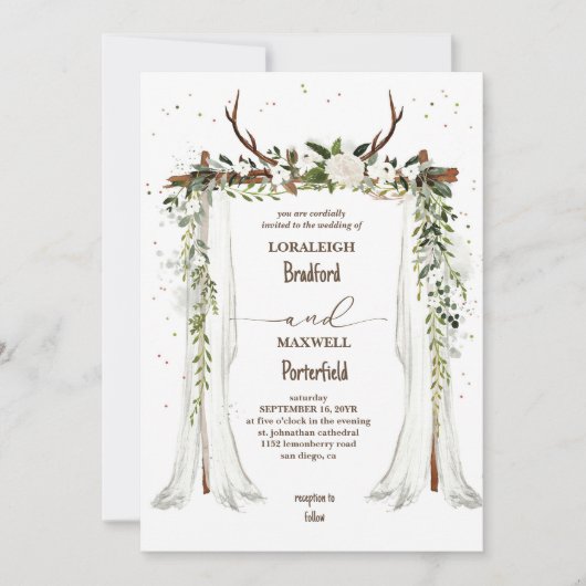 rustikal-böhmisch | Boho Canopy Wedding Einladung (Vorderseite)
