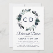 Rustikal Boho Blue Floral Probe Dinner Einladung (Vorderseite)