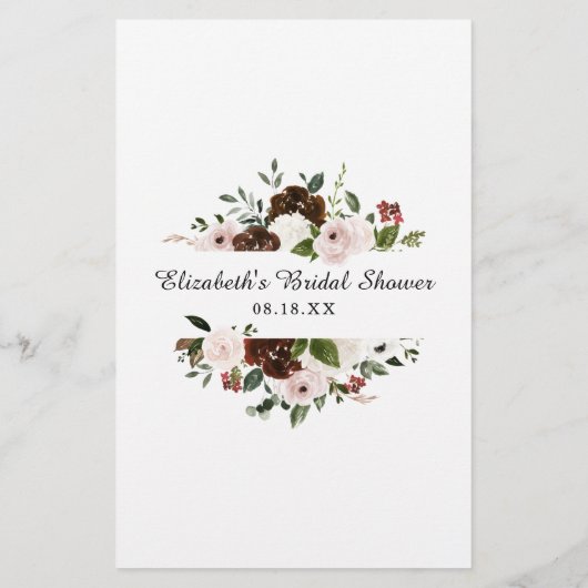 Rustikal | Boho Botanic Brautparty Game (Rückseite)