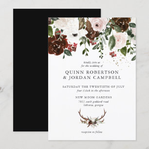 Rustikal   Boho Botanical Wedding Einladung