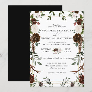 Rustikal   Boho Botanical Wedding Einladung
