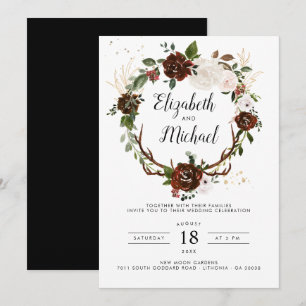 Rustikal Boho Botanical Wedding Einladung