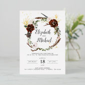 Rustikal | Boho Botanical Wedding Einladung (Stehend vorne)