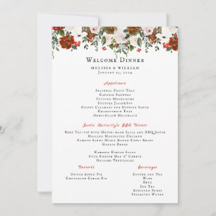 Rustikal Boho Botanical Wedding Menu Einladung