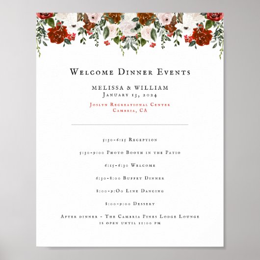 Rustikal | Boho Botanical Wedding Program Poster (Vorne)
