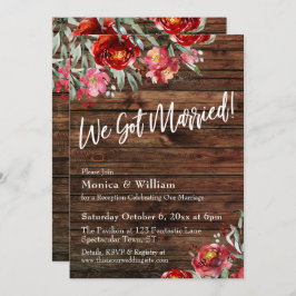 Rustikal Boho Burgundy Red Floral Wir Got Verheira Einladung