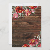 Rustikal Boho Burgundy Red Floral Wir haben gepeit Einladung (Rückseite)