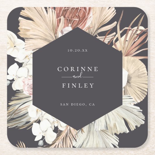 Rustikal Boho-Chic Personalisiert Rechteckiger Pappuntersetzer (Vorderseite)