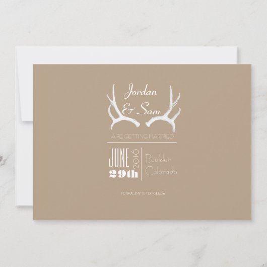 Rustikal & Boho | Deer Antler | SAVE THE DATE FOTO Einladung (Rückseite)