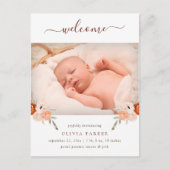 Rustikal Boho Floral | Ankündigung von Foto zur Ge Postkarte (Vorderseite)