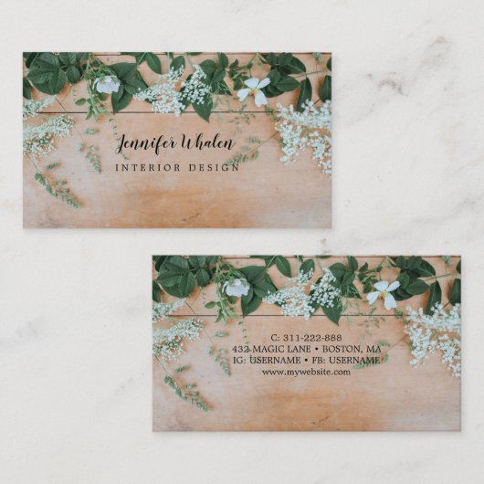 Rustikal Boho Floral Custom Visitenkarte (Vorne/Hinten)