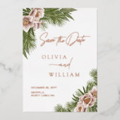 Rustikal Boho Floral Holiday Save the Date Folieneinladung (Vorderseite)