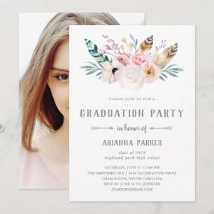 Rustikal Boho   Foto Graduation Party Einladung