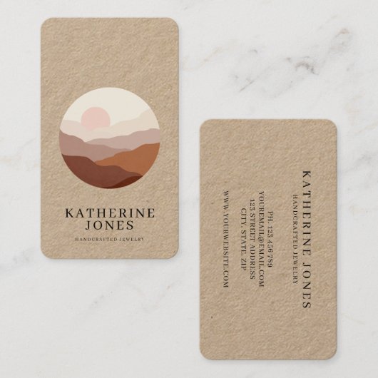 Rustikal Boho Minimalistisch Kraft Visitenkarte (Vorne/Hinten)