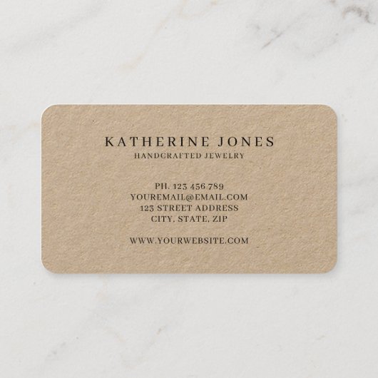 Rustikal Boho Minimalistisch Kraft Visitenkarte (Rückseite)