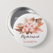 Rustikal Boho Pampas Grass Floral Wüste Bridesmaid Button (Vorne & Hinten)