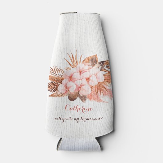 Rustikal Boho Pampas Grass werden Sie meine Brautj Flaschenkühler (Vorderseite)