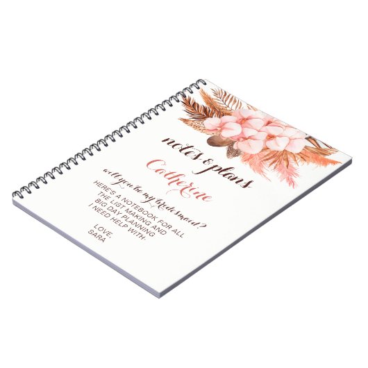 Rustikal Boho Pampas Grass werden Sie meine Brautj Notizblock (Linke Seite)