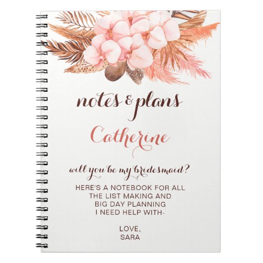 Rustikal Boho Pampas Grass werden Sie meine Brautj Notizblock (Vorderseite)