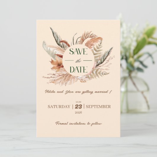 Rustikal Boho Save the Date (Stehend Vorderseite)