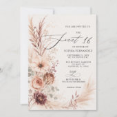 Rustikal Boho Terrakotta Pampas Sweet 16 Einladung (Vorderseite)
