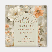 Rustikal Boho verbranntes Orange Elfenbein Olive S Magnet (Vorne)