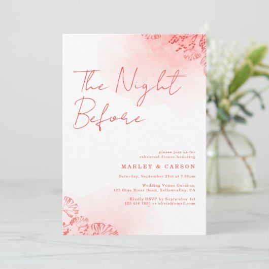 Rustikal Boho Watercolor Terracotta Probe Dinner Einladung (Stehend Vorderseite)