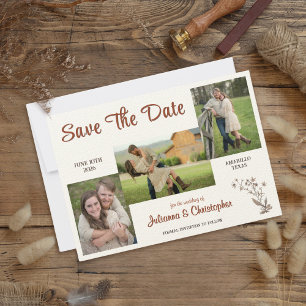 Rustikal Boho Wildblumen 3 Foto Terracotta Save The Date