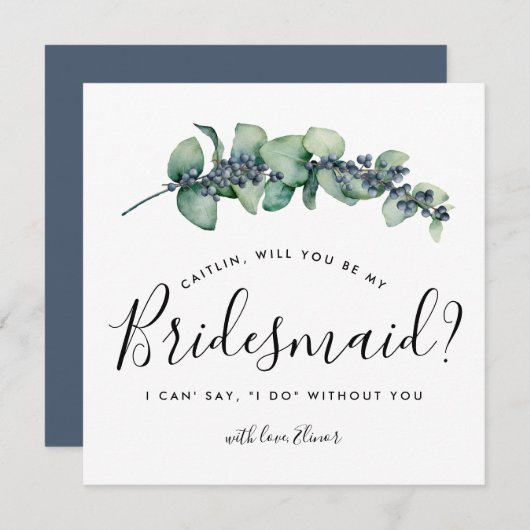 Rustikal Botanisch werden Sie meine Bridesmaid-Kar Einladung (Vorne/Hinten)