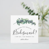 Rustikal Botanisch werden Sie meine Bridesmaid-Kar Einladung (Stehend Vorderseite)