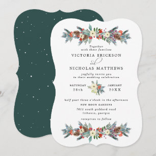 Rustikal Botanische Winterhochzeit Einladung