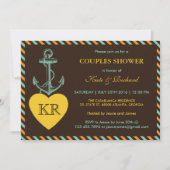 Rustikal Braun Anker Liebe Paare Dusche Einladung (Vorderseite)