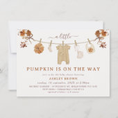 Rustikal Braun Beige Kleidung Herbstmassage Babydu Einladung (Vorderseite)