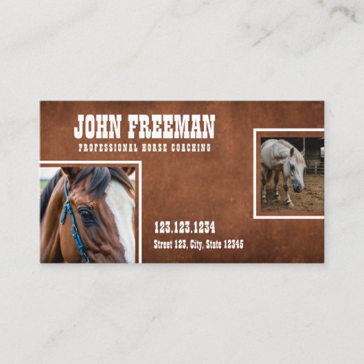 Rustikal braun gestörte Texturpferde Fotos Visitenkarte (Vorderseite)