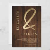 Rustikal braun goldbraun Ampere und Namen Foto Hoc Einladung (Vorderseite)