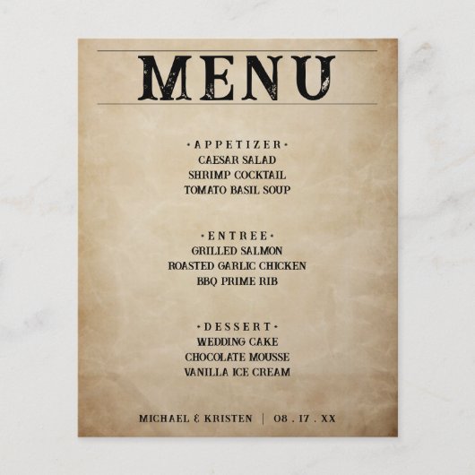 Rustikal-braun-Hochzeitsessen (Vorderseite)