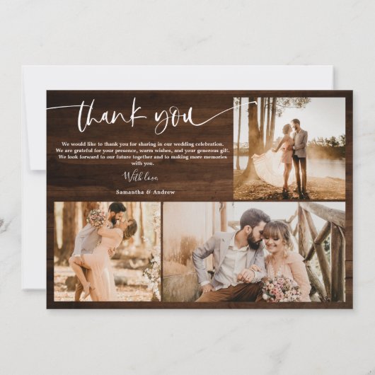 Rustikal braun Holz Skript 5 Foto danke Ihnen Hoch (Rückseite)