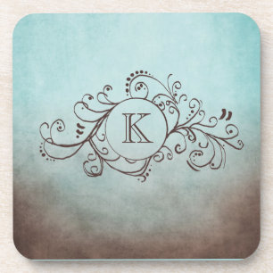 Rustikal braun und Aquamarin Bohemisch Geblüht Untersetzer