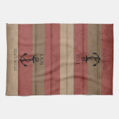 Rustikal Braun und Rot Holz Nautical - Monogramm Geschirrtuch (Horizontal)