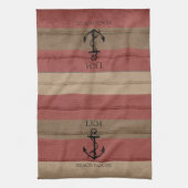 Rustikal Braun und Rot Holz Nautical - Monogramm Geschirrtuch (Vertikal)