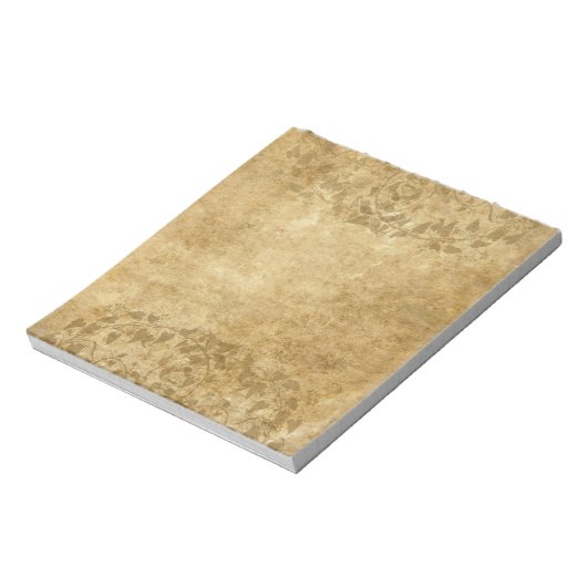 Rustikal-braun, Vintages Papierparkett und Reben Notizblock (Rotiert)