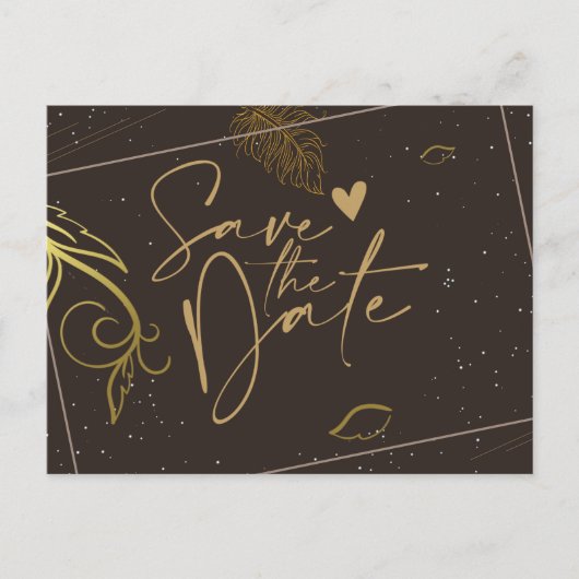 Rustikal braun-weiß Ankündigung Datum freihalten (Vorderseite)