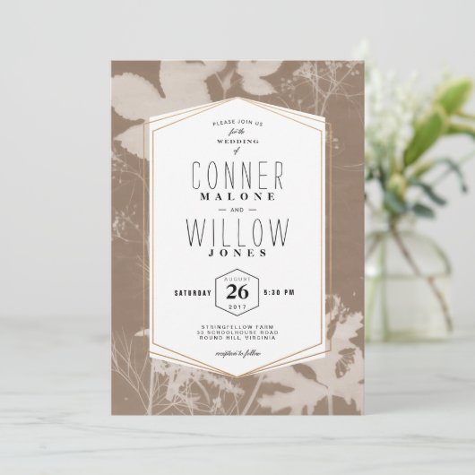 Rustikal-braune Blätter, Herbst, Herbst Einladung (Stehend Vorderseite)