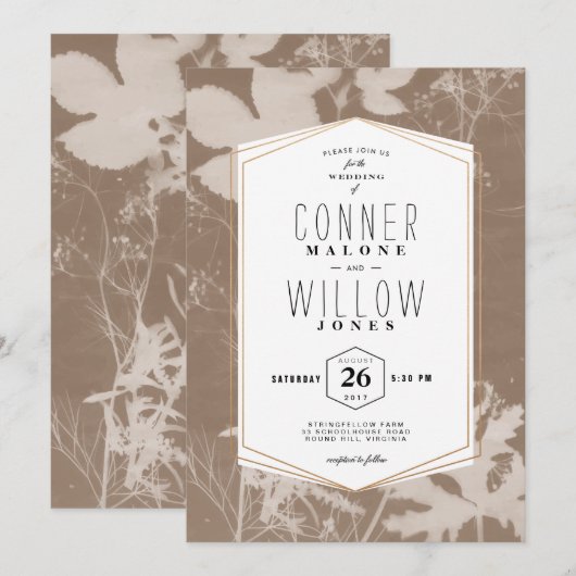 Rustikal-braune Blätter, Herbst, Herbst Einladung (Vorne/Hinten)