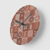 Rustikal-braune Burlap-Blume Blätter Wall Clock Runde Wanduhr (Winkel)
