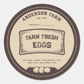 Rustikal Braune Farm Frischeier Etikett Aufkleber (Vorderseite)